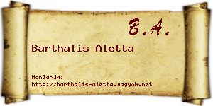 Barthalis Aletta névjegykártya